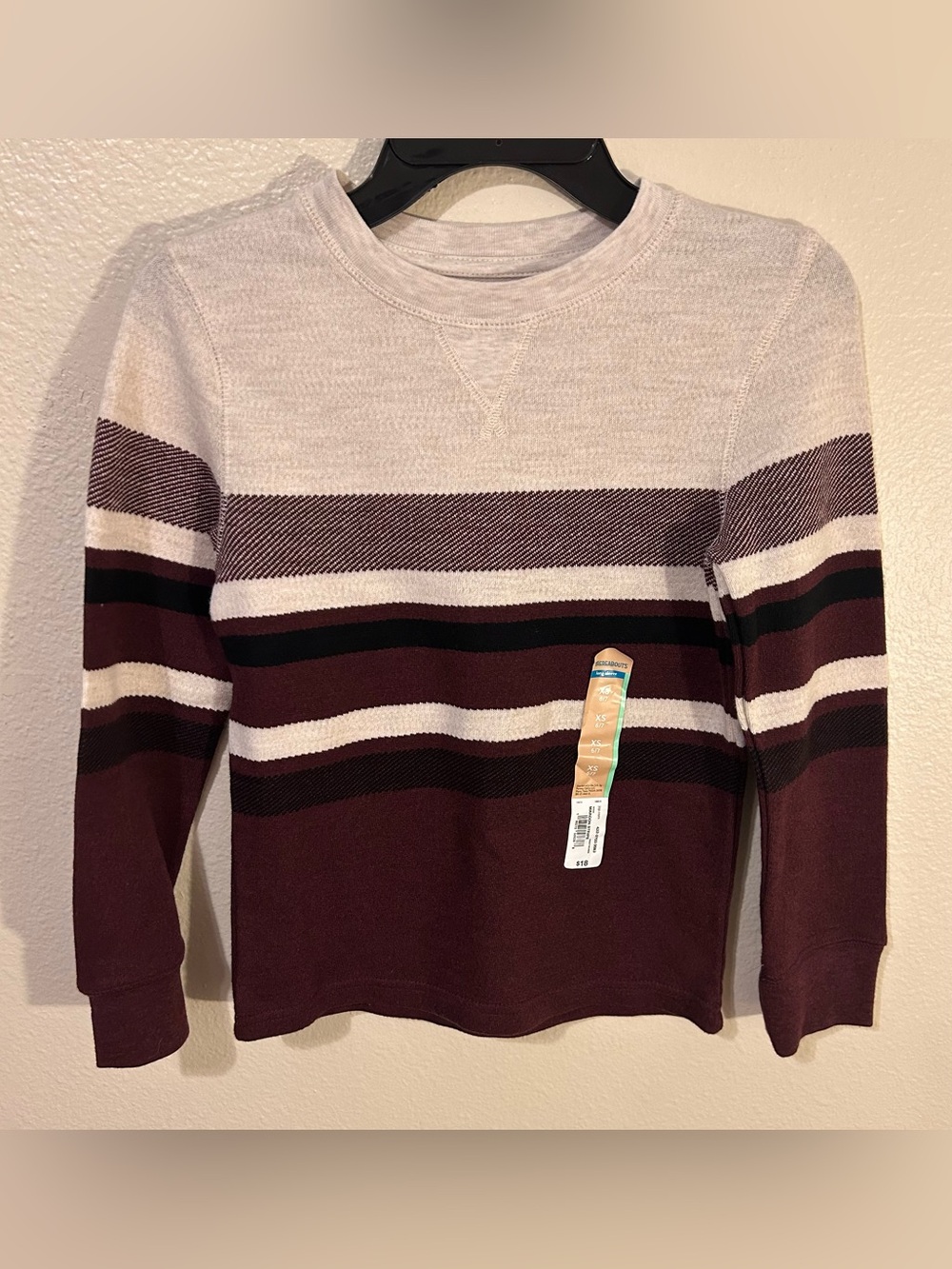 Thereabouts Boys Long Sleeve Shirt Size XS 6/7 Maroon Stripe NWT
